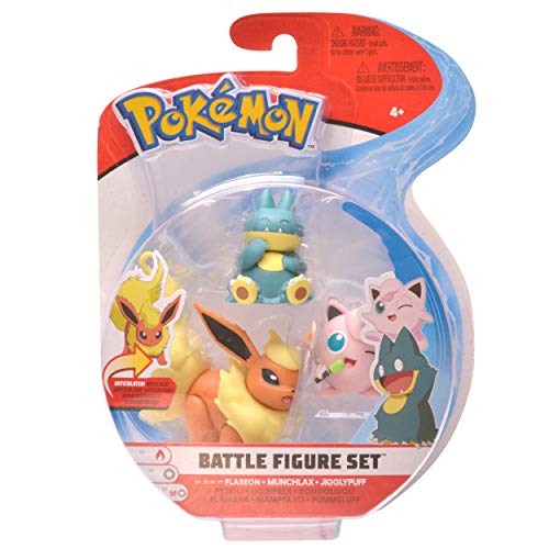 Pokémon Battle Figure Set (3-Pack) - 2" Jigglypuff, 2" Munchlax, 3" Flareon #TOP1