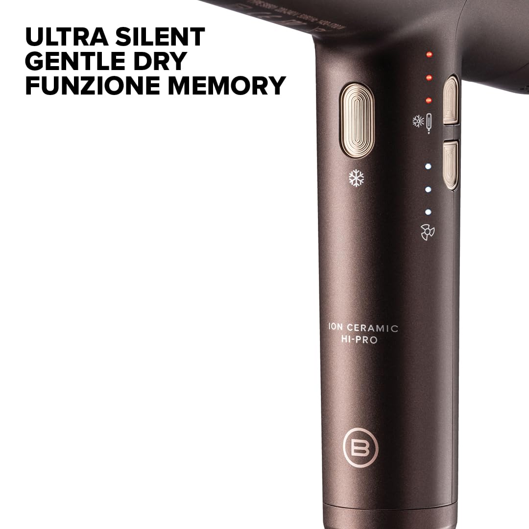 BELLISSIMA Imetec - Asciugacapelli Digitale CERAMISONIC 21014, Ion Ceramic Hi-Pro, 228 km/h, 300 g, Anticrespo, Ultra Silenzioso, Delicato sui Capelli, Cute Sensibile