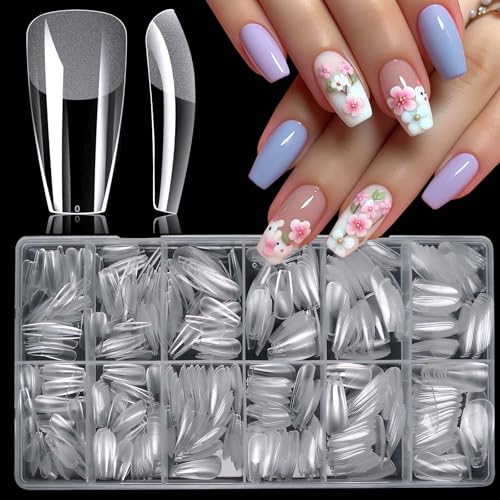 600pc Medium Coffin Fake Nails Clear Press on Nails Medium Gel Nail Tips Coffin Full Cover False Nail Artificial Fingernail Ballerina Soft Gel Nail Tip for Acrylic Nail Extension