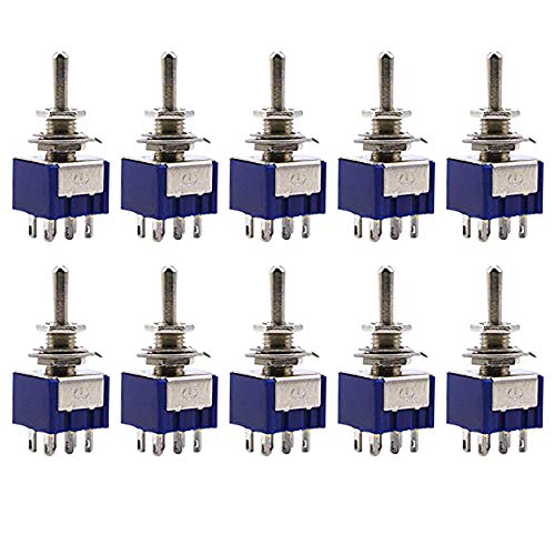 URBEST® 10Pcs AC 125V 6A ON-Off-ON 3 Position 6 Pin DPDT Mini Toggle Switch