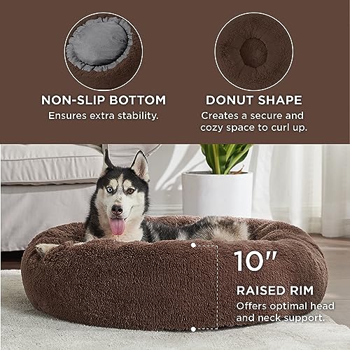 Image of Bedsure Calming Dog Beds Large Sized Dog Donut Washable Pet Bed,36ins Coffee