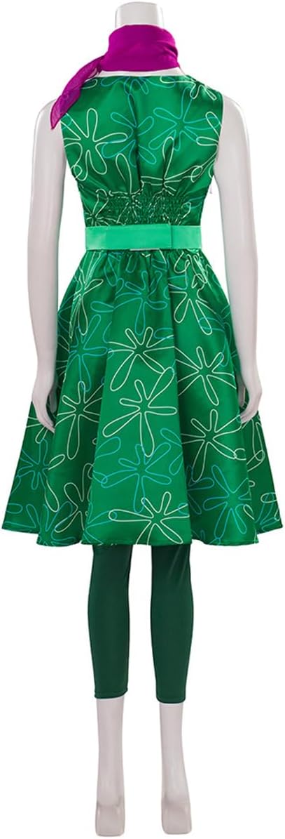 Womens Inside Cosplay Out Costume Disgust Green Dress Suit Mood Halloween Outfit Fancy Dress Scarf Socks Full Set - Image 5
