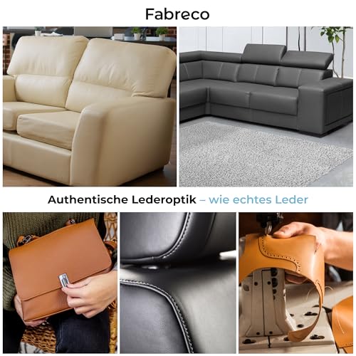 Fabreco - KUNSTLEDER Schwarz Meterware (1M x 140cm) – Lederimitat in Lederoptik - Bezugsstoff Meterware für Möbelstoffe - Stoffe für Stühle Beziehen - Polsterstoff, Polsterbezug & Möbelstoff (Schwarz)
