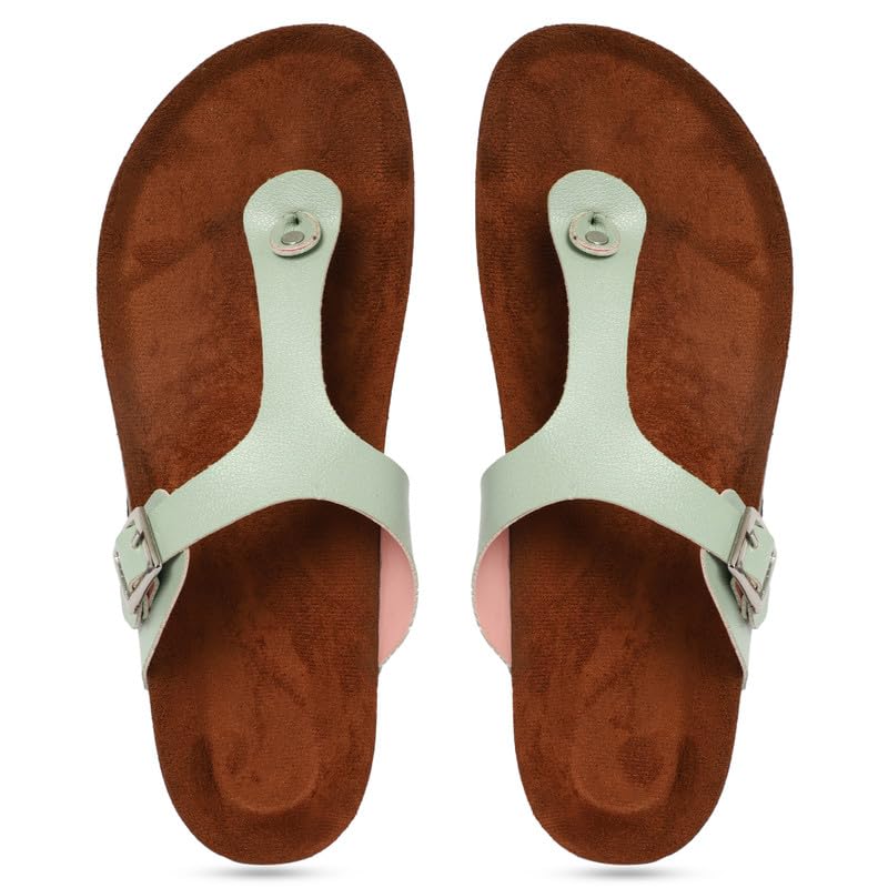 MOZAFIA Sea Green Solid Synthetic Leather Comfortable Stylish with Open Toe Casual Flat Sandal & Flip Flops for Women (B0CQD4KT4C) Amazon Price History, Amazon Price Tracker