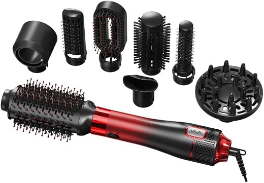 VGR V-488 Professional 1000-1100W | 8 IN 1 Hot Air Brush | Multiple Styling Heads, Semi-Circular Comb, Concentrator Nozzl...