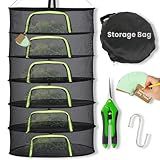 NiXianLinGo 6 Layer 24" Herb Drying Rack Hanging with Garden Pruning Shears, Large Zipper, Hook & Notepad, Foldable Drying Rack for Herbs, Spices & Seasonings, Hanging Herb Dryer Indoor & Outdoor