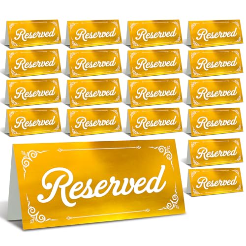Stofinity Gold Reserved Table Signs For Wedding - 18 Reserved Seating Signs, Double Sided Table Reserve Sign For Wedding, Paper Tent Card For Reception And Ceremony, Restaurants, Event