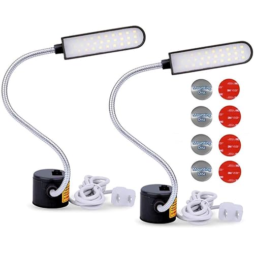 Sewing Machine Light LED Lighting (30LEDs) 6 Watt Multifunctional Flexible Gooseneck Arm Work Lamp with Magnetic Mounting Base for Workbench Lathe Drill Press 2 Pack