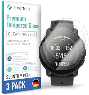 smartect Szkło Hartowane [3 Sztuki, Clear] dla Suunto 9 Peak, Szklana Ochrona Ekranu 9H, Ochraniacz Ekranu bez Pęcherzyków, Bez Odcisków palców