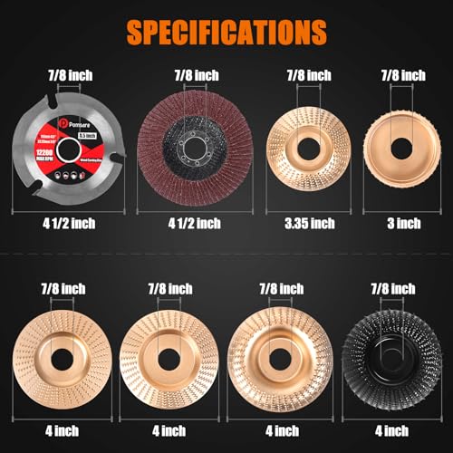 Pomsare W100A 13Pcs Wood Carving Disc Set For 4 1/2 Angle Grinder Attachments thumb #1