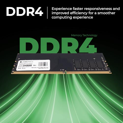 Image of Zebronics 8GB DDR4 RAM for PC, 2666MHz, 8bit Architecture, Low Power Consumption, High Stability Performance (D40826B)