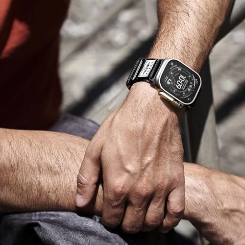Image of Sport Bands Compatible with Apple Watch Ultra 3 Band 49mm 46mm 45mm 44mm 42mm Men Women, Rugged Nylon Loop Strap with Durable Metal Stars-Stripes Flag for iWatch Ultra /Series 11 10 9 8 7 6 5 4 SE 3 2