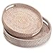 Round Rattan Serving Tray Decorative Woven Ottoman Trays with Handles for Coffee Table White (Small 11.8 inch x 2 inch)