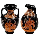 Set di 2 vasi in ceramica a figure rosse da 13,5 cm, dea Artemide e dio Apollo
