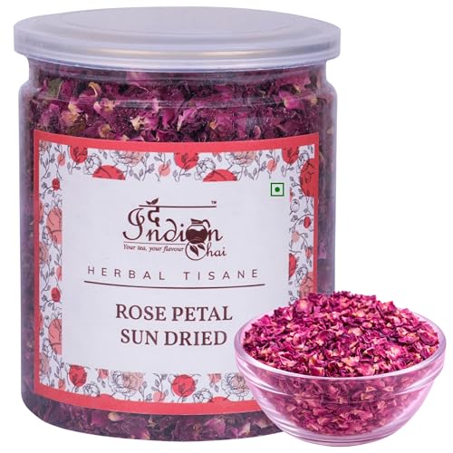 Image of The Indian Chai - Rose Petals Sun Dried 50g, Gulab Patti for Beautiful Hair & Skin, Food Grade Edible Fragrant Natural Healthy Best for Tea, Baking, Making Rose Water DIY