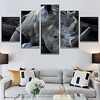 SIGNWIN 5 Panel Canvas Wall Art Animals Black and White Dramatic Duotone Modern Artwork for Home Decorations Ready to Hang - 60