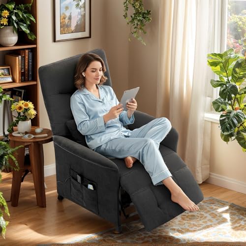 Sillón eléctrico reclinable tapizado negro miniatura 1