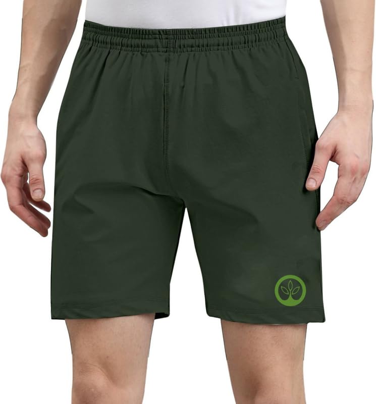 SHINE N SHOW Men's Cotton Blend Shorts for Gym, Running, Cycling, Swimming, Basketball, Cricket, Yoga (Dark Green)-image-15