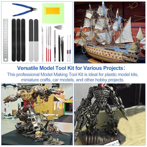Image of 22Pcs Assembly Model Tool Kit, Modeler Basic Tool Craft Set, Hobby Building Tools Kit with a Plastic Box, for Gundam Model Building, Car Models, Aircraft, Basic Model Building