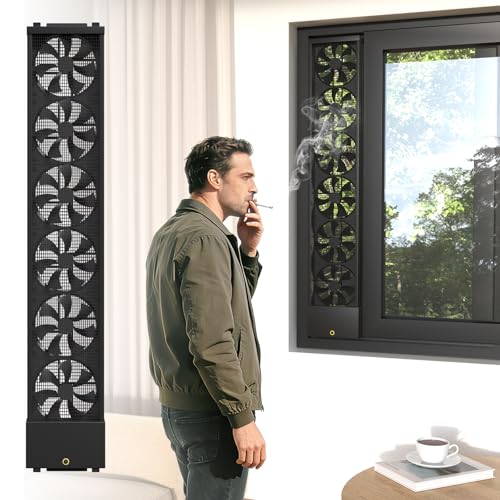 Vertical Window Fan for Sliding Windows, Metal Casement Window Fan, No Drilling Required Installation Waterproof, Adjustable Wind Speed Air Flow Fan, 1.97 IN Retractable, for Bedroom Kitchen Office