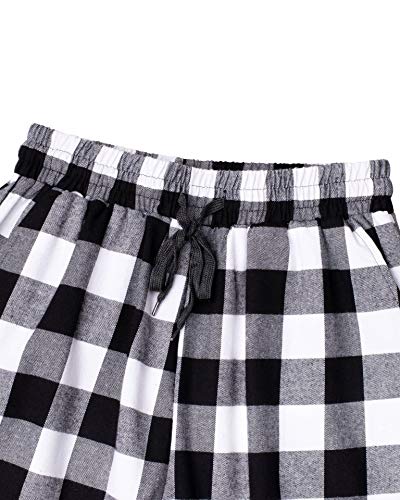 Image of Mens Flannel Pajama Pants Plaid Heavyweight Cotton PJs Bottoms Sleepwear | Soft Cozy with Pockets, Elastic Waistband Drawstring, Adjustable Length, Casual Checkered Lounge Pant, for Home Holiday Daily