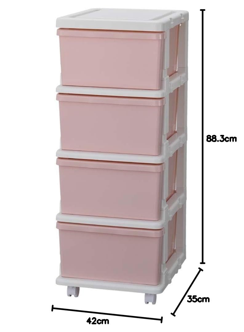 ピンク 4段 収納キャビネット ピンク 4段 収納キャビネット