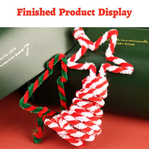 150 Pieces Christmas Pipe Cleaners Chenille Stem,50 White Craft Pipe Cleaners,50 Green Chenille Stems Pipe Cleaners, and 50 Red Pipe Cleaners for Arts and Crafts, Xmas Home Decoration - Thumbnail 3