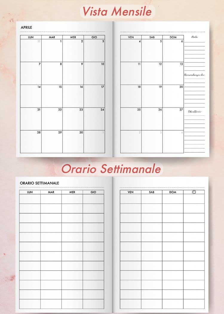 2025: Agenda 2025 12 mesi gennaio - dicembre, marmo rosa e strisce