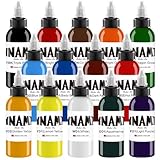 DLDN01 Encre de couleur, tatouage, 14 couleurs, encre de couleur super brillante, encre pour tatouages à motifs colorés (30 ml)