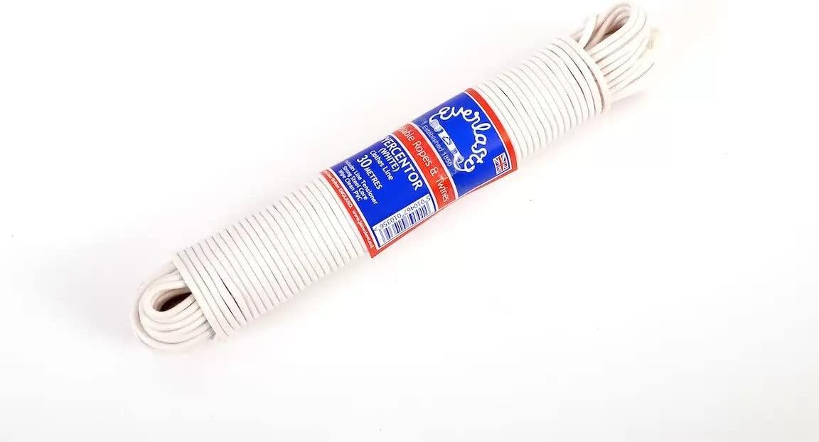 Quality Everlasto Premium 'Wyercentor' White Clothes/Washing Line 3.5mm x 100M
