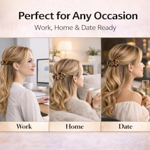Image of Magnetic Hair Clips for Women, 2 Pcs Clutcher for Hair, No-Pull Claw Clip for Thin, Thick, Curly & Straight Hair, Lightweight Strong-Hold Hair Clip (Black & Tortoise) (Magnetic Hair Clips)