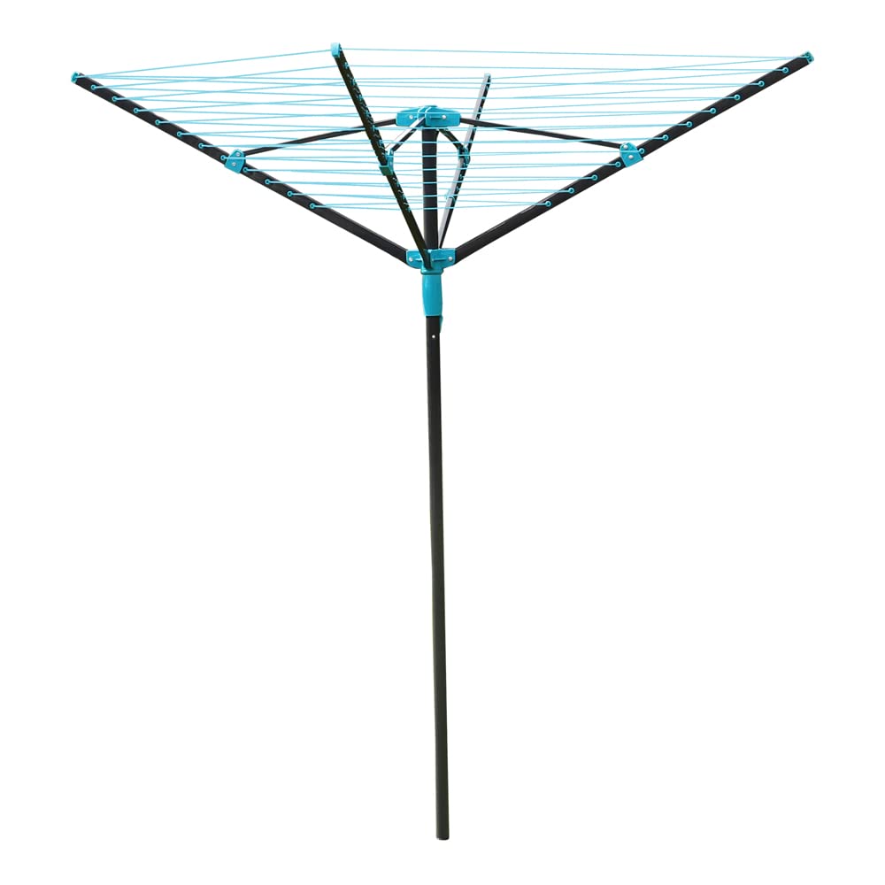JVL 4 Arm Powder Coated Steel Rotary Airer, 40 Metres, Grey,11-210