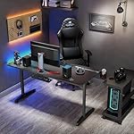 EUREKA ERGONOMIC 60 Inch Gaming Desk with Full Mouse Pad, Large Home Office Curved Computer Desk for 3 Monitors with Cup Holder, Headphone Hook and Handle Rack with USB Charging Ports for Gamer, Black - Image 2