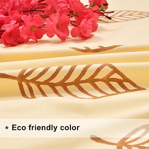 Image of THE LINEN COMPANY Printed Curtains 9 Feet Long, Duck Canvas Cotton Leaf Curtains for Hall, 9ft Set of 2, Pan Print