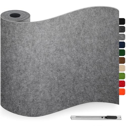 Feutrine Autocollante Gris foncé, Patins pour Meubles, Patin Chaise, 40x200cm 3mm d'épaisseur Feutre Auto-adhésifs, Antiderapant Feutrine Tampon Chaise pour...