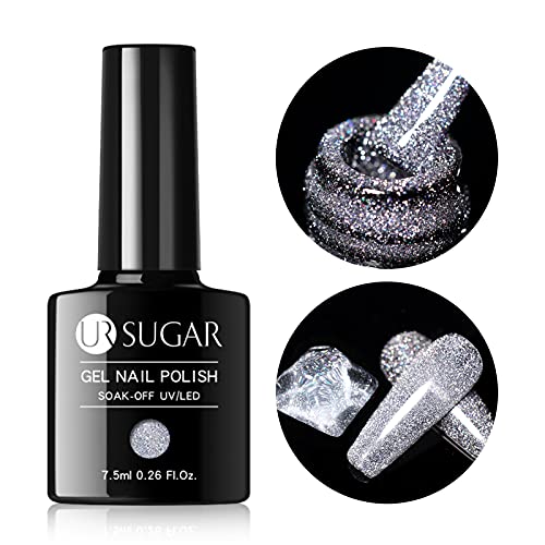 UR SUGAR 7,5ML UV Nagellack Glitzer Silber Shellac Holographisch Leuchtenden Diamant Gelnägel Reflective Glitter Gel…