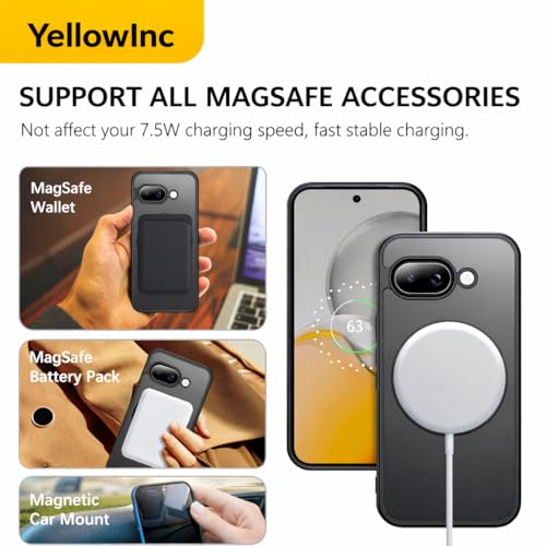 Image of Frosted Black Case for Google Pixel 10A, 360 Magentic Stand, Aero-Space Grade Protection Cover (Black Rotating Stand, Google Pixel 10a)