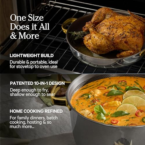 Our Place Titanium Pro Cookware Duo – Always Pan & Perfect Pot with Nonstick No-Coating Technology | Tri-Ply Titanium & Stainless Steel | Safe for Oven, Induction & All Cooktops up to 750°F | Gold - Image 7