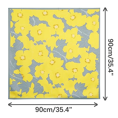 Women Floral Contrast Color Square Scarf, 35" Large Silk Feeling Satin Scarves Head Wrap Bandanas3