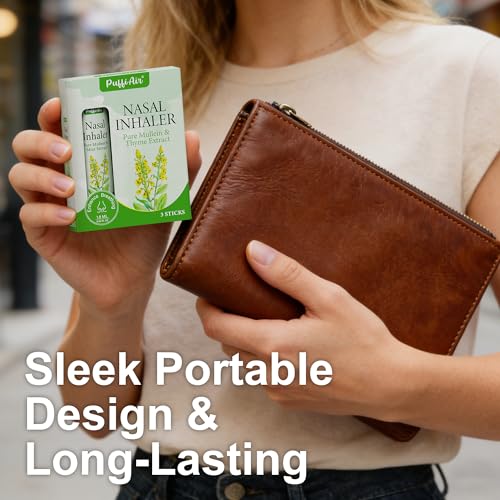 Image of PUFFIAIR Mullein Nasal Sticks (3 Pack) 丨Pure Mullein & Mint Extract丨 Boost Focus, Reduce Fatigue & Stuffy Noses 丨 Support Craving Relief for Smokers, Energy Boost & Respiratory Health