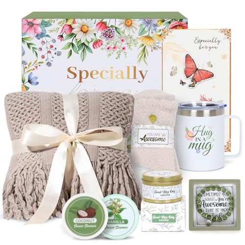 Self Care Gifts for Women - Spa Gift Box with Blanket, Candle, Tumbler, Bracelet - After Surgery Get Well Soon Gift Basket for Mom, Wife, Sister, Friend, Birthday, Sympathy, Thinking of You,