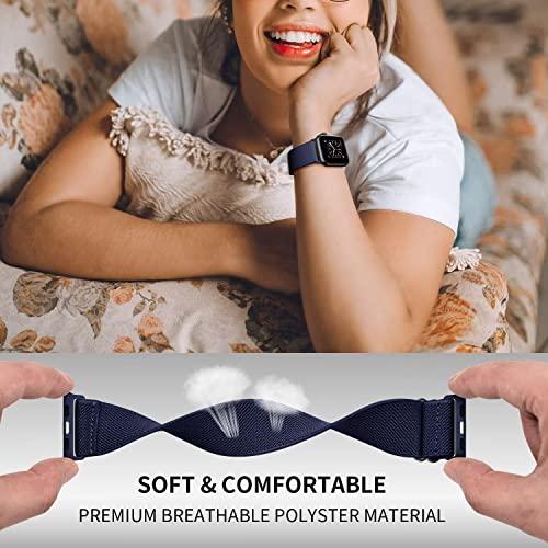 Image of VEMIGON Stretchy Band Compatible with Apple Watch Strap 46mm 45mm 44m 42mm 49mm 41mm 40mm 38mm, Adjustable Nylon Braided Solo Loop for iWatch Series 11 10 9 8 7 6 5 4 3 2 1 SE3 SE2 SE Ultra (No Watch)