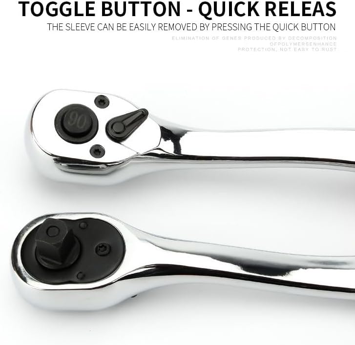 90歯 1/4インチ 3/8インチ 1/2インチ 1個 高トルク Crv ラチェットレンチ ソケット クイックリリース用 プロフェッ