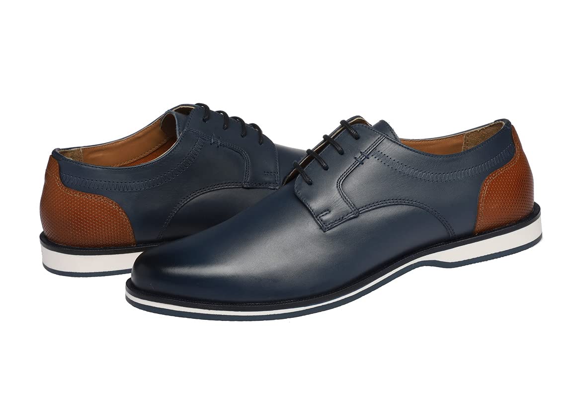 Bioflex Moderne Leder Herren Business-Sneaker schwarz/blau/Cognac | Männer Ledersneaker aus hochwertigem Echtleder im Running Shoe-Look | optimale Dämpfung, besonders leicht |Größen 40-46