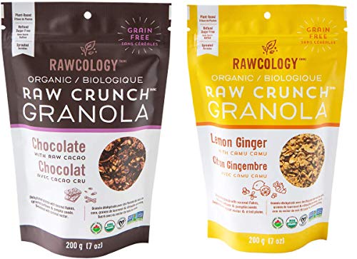 Rawcology - Pack de 2 Granolas | Chocolat, Citron | 100% organique | Keto | Sans sucres ajoutés, sans gluten, Paleo | 200g Cover