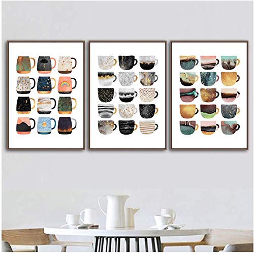 Décor À La Maison Cuisine Affiche Toile Tasses Colorées Déco Salle À Manger
