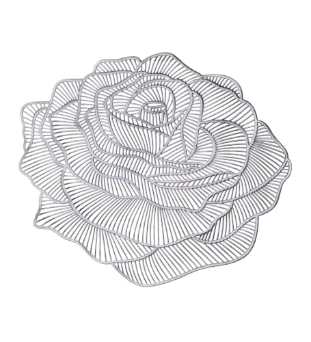 Image of Dakshya Industries Premium Set of 2 Round Table Placemats 38x38 cm PVC Waterproof - Washable Dining Table Mats (Silver)