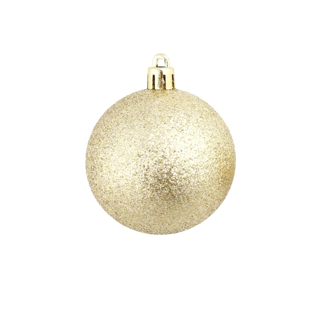 Juego de 100 bolas de Navidad doradas brillantes, plástico, 3/4/6 cm, con hilo, decoración tradicional festiva
