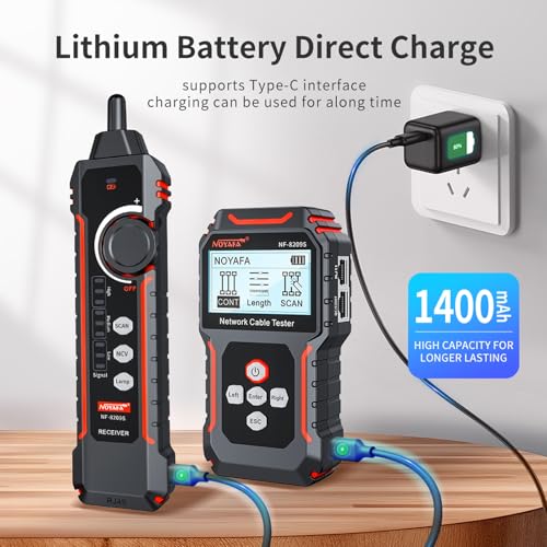 noyafa nf-8209s network cable tester ethernet cable tester with poencvcable length testport flashingmulti-function trouble-free line scan modecat5cat6 line tracerlan network cable tracer kit