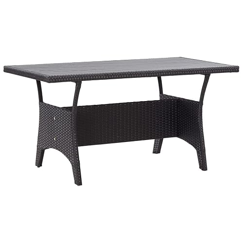 vidaXL Table de Jardin Noir 120x70x66 cm Résine tressée